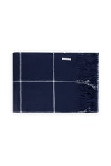 Alpaka Tagesdecke KARO aus 100% Alpaka navy 130x180 cm