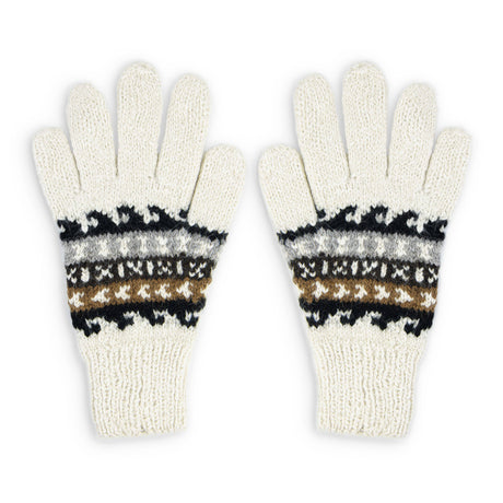 Handgestrickte Handschuhe TRADICIONAL aus 100% Alpaka weiss one-size