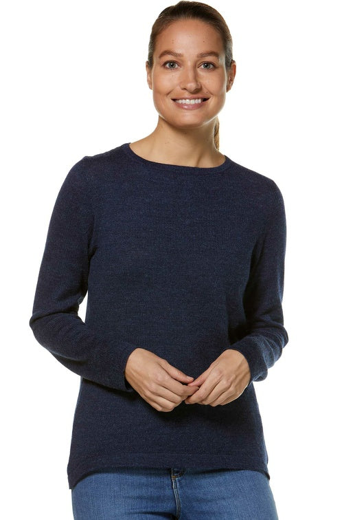 Alpaka Pullover BASIC - 100% Alpaka blau meliert