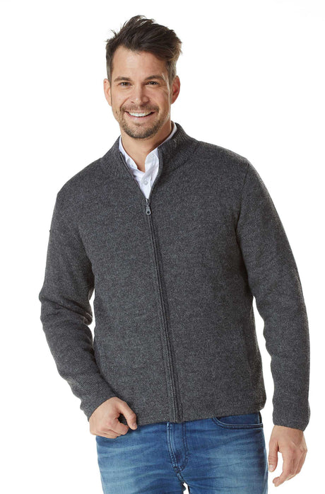 Strickjacke Outdoor Herren BEAU aus 100% Alpaka grau von Apu Kuntur