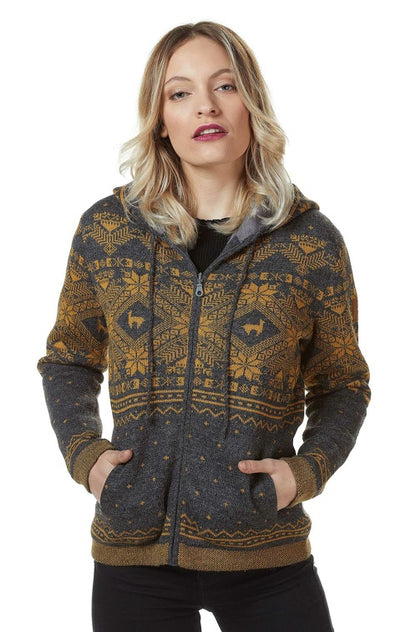 Alpaka Strickjacke ANDEN ROCA (Norweger-Cardigan) anthrazit