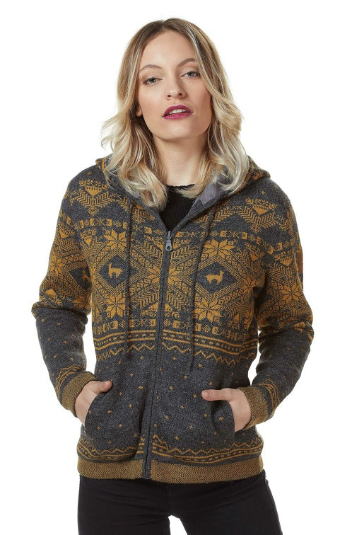Alpaka Strickjacke ANDEN ROCA (Norweger-Cardigan) anthrazit
