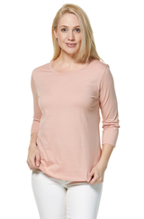 T-Shirt mit 3/4 Arm aus 100% Bio-Pima-Baumwolle blush rose