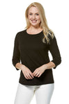 T-Shirt mit 3/4 Arm aus 100% Bio-Pima-Baumwolle schwarz