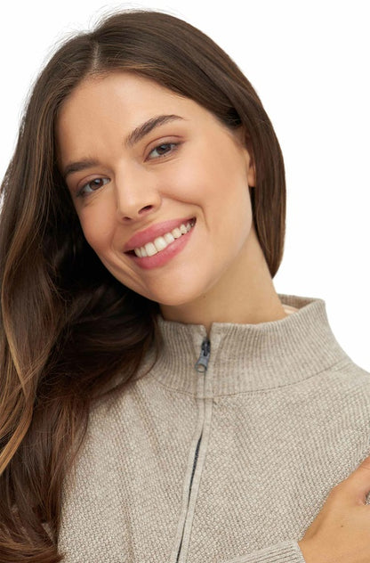 Strickjacke ALAYA mit Zipper mit Bio Baumwolle