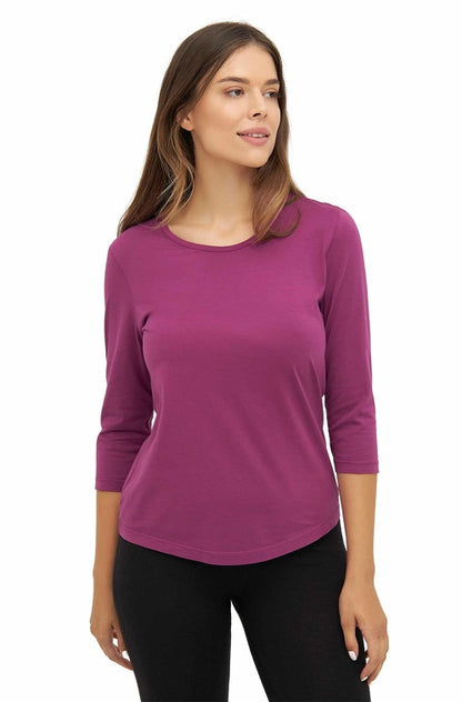 Pima-Baumwolle T-Shirt mit 3/4 Arm violet berry