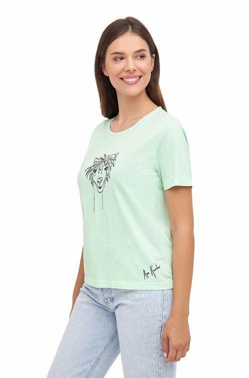Pima-Baumwolle T-Shirt RASSI mit Alpaka-Motiv Damen