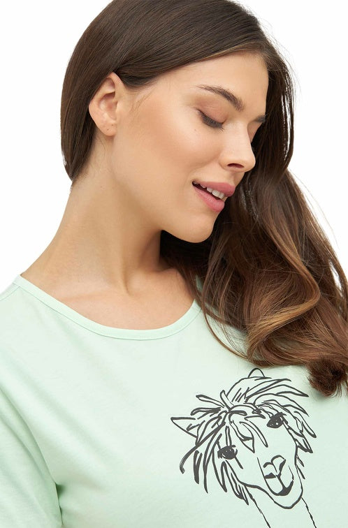Pima-Baumwolle T-Shirt RASSI mit Alpaka-Motiv Damen