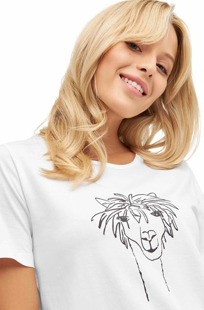 Pima-Baumwolle T-Shirt RASSI mit Alpaka-Motiv Damen