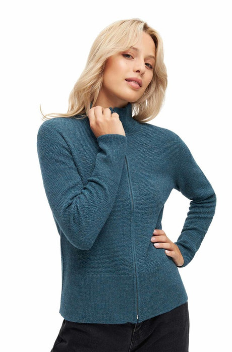 Strickjacke ALAYA mit Zipper mit Bio Baumwolle laguna