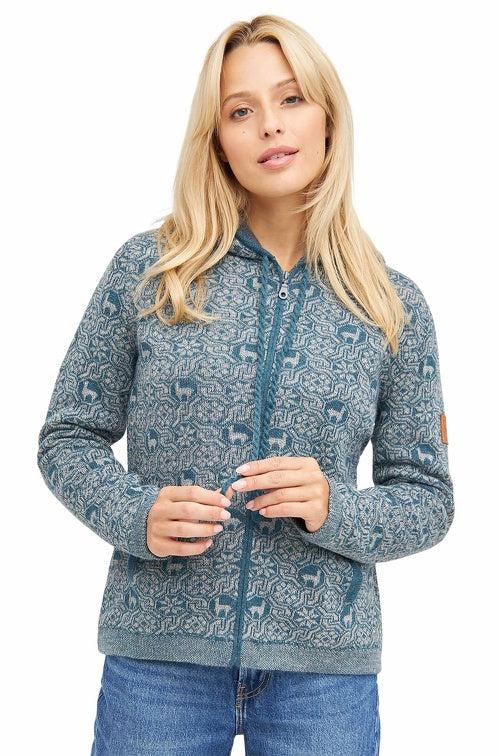 Alpaka Strickjacke HUASCARAN - 100% Alpaka jeansblau