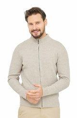 Strickjacke ALAYO mit Zipper mit 30% Alpaka Beige von Alpaka Store Deutschland