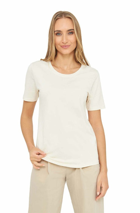 Kurzarm T-Shirt aus 100% Bio Pima Baumwolle ecru