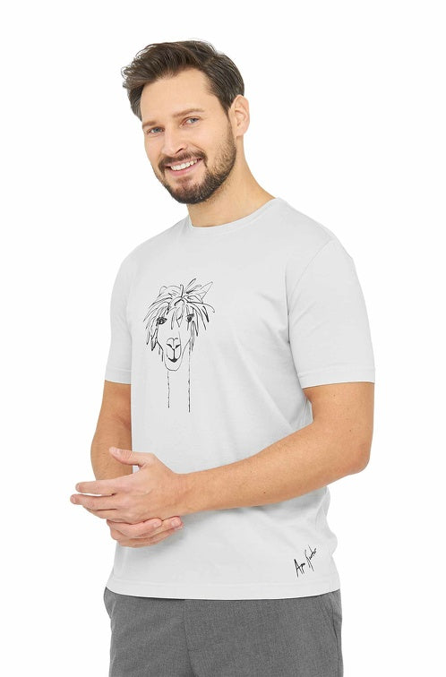 Herren T-Shirt RASSI mit Alpaka-Motiv aus 100% Bio-Pima-Baumwolle von Apu Kuntur