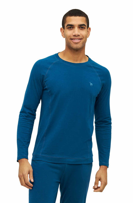 Alpaka Schlafanzug Pyjama Oberteil Herren DREAMLINE mit Bio Baumwolle midnight blue von Apu Kuntur