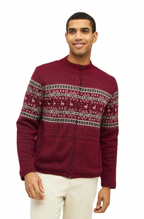 Alpaka Strickjacke NEVADO Herren rot