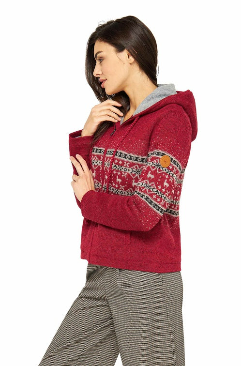 Kapuzen-Strickjacke Damen NEVADO aus 100% Alpaka