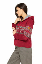 Kapuzen-Strickjacke Damen NEVADO aus 100% Alpaka