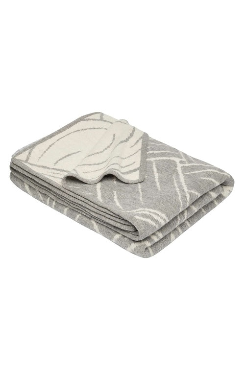 Alpaka Wolldecke JACQUARD grau 200x147 cm