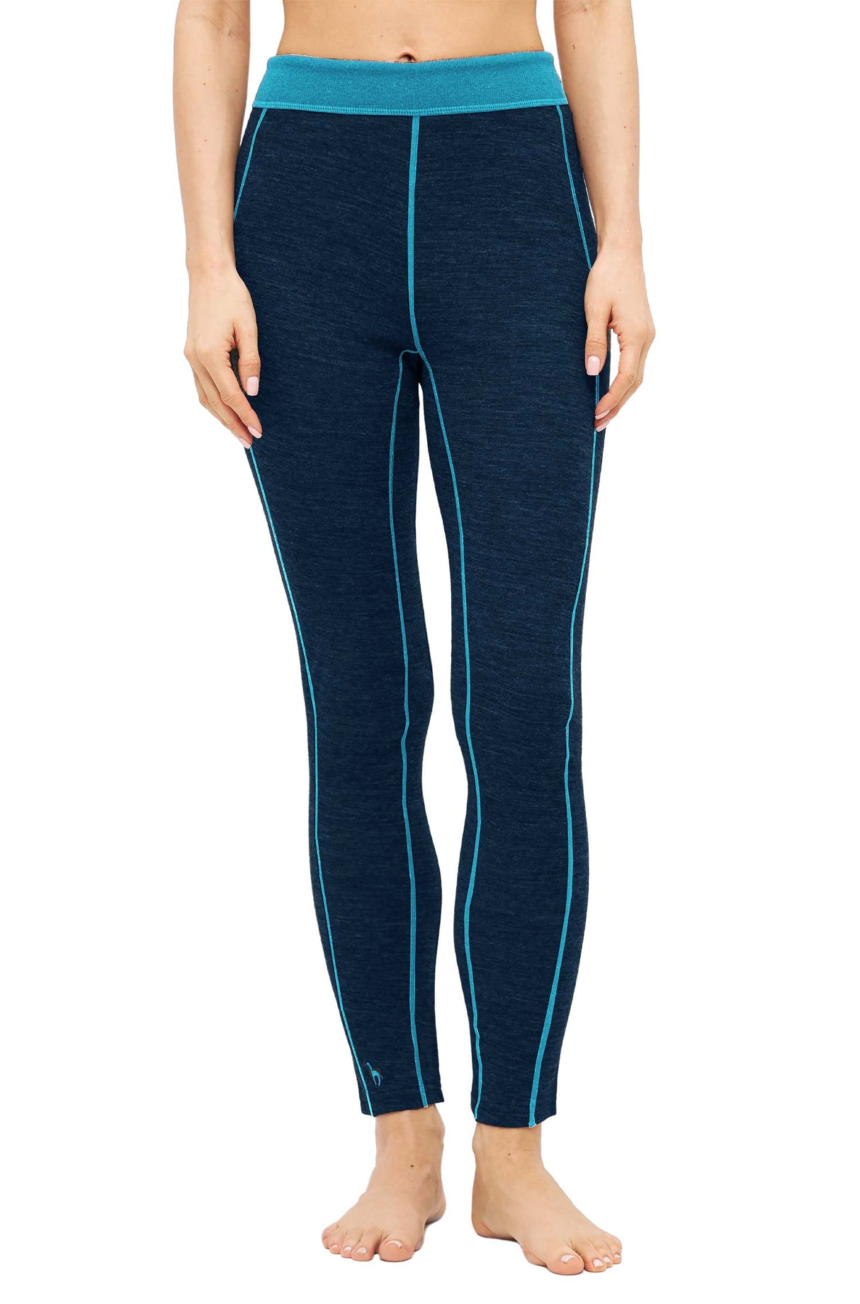 Lange Thermo-Hose Damen ANDEN ACTIVE mit 60% Premium Alpaka navy türkis von Apu Kuntur