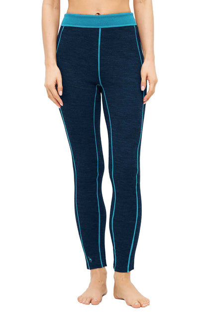 Alpaka Lange Thermo-Hose ANDEN ACTIVE Damen - 60% Premium Alpaka navy türkis