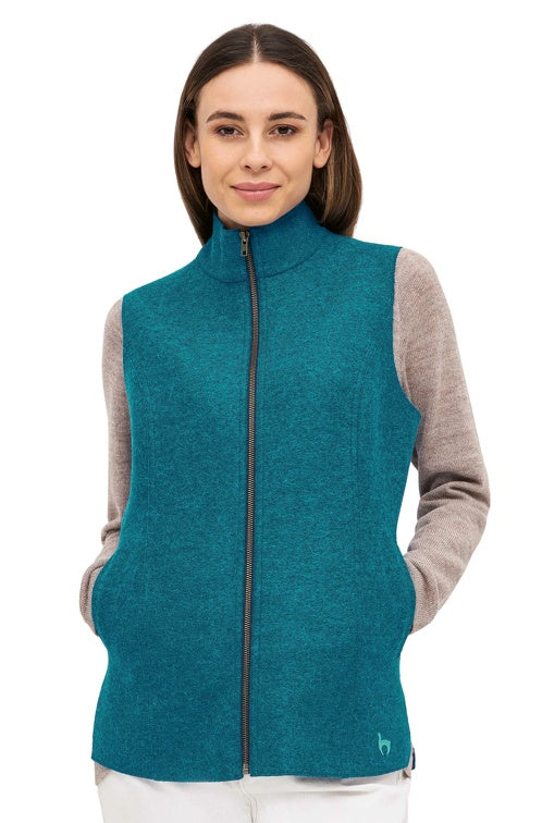 Alpaka Walk-Weste AVELINA - 60% Alpaka türkis