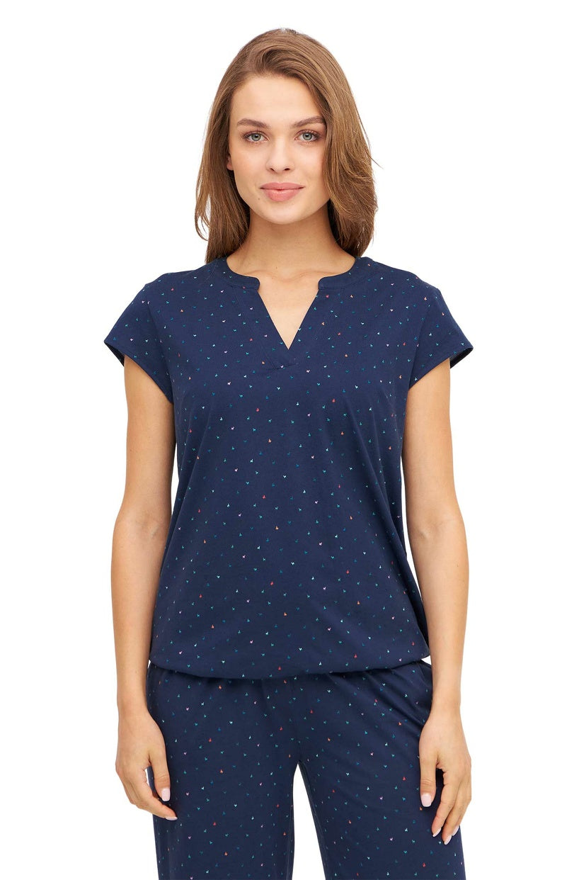 Pima-Baumwolle Shirt ALPAQUITAS mit Flügelärmel navy