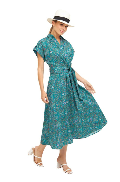 Pima-Baumwolle Kleid FLORAL ETHNO in Wickeloptik