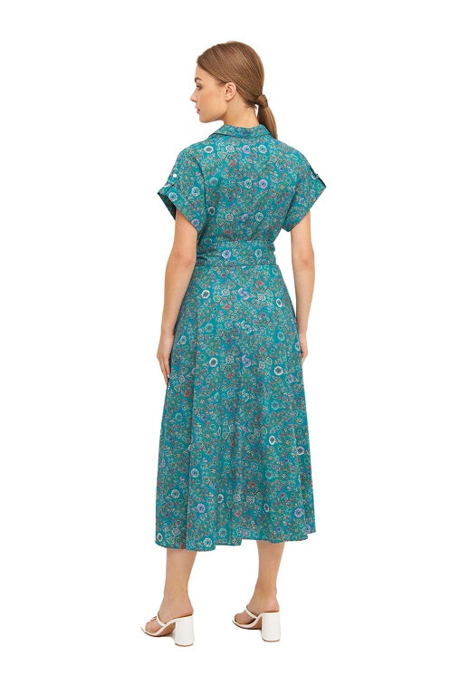 Pima-Baumwolle Kleid FLORAL ETHNO in Wickeloptik