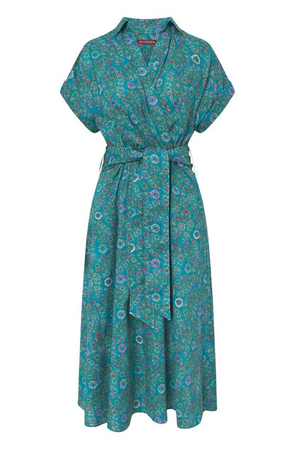 Pima-Baumwolle Kleid FLORAL ETHNO in Wickeloptik
