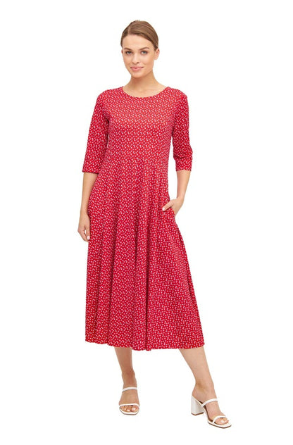 Pima-Baumwolle Kleid PAPERFLOWER, lang rot