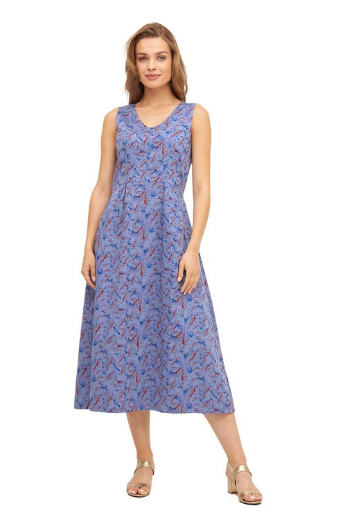Pima-Baumwolle Kleid FLYING BIRD, lang purple pastel