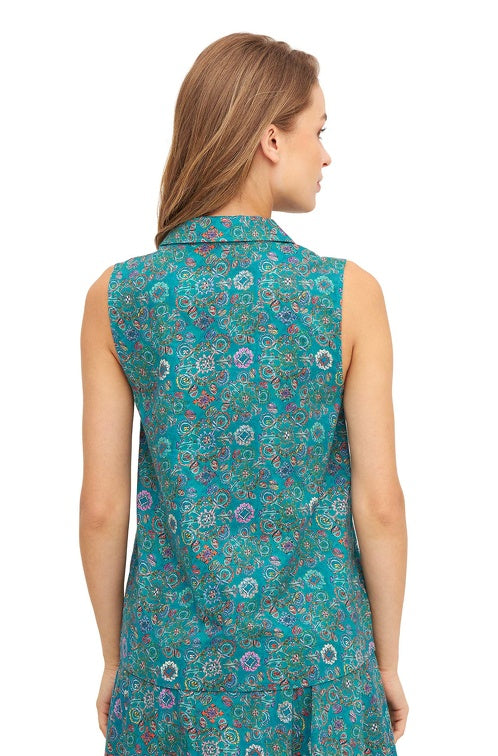 Pima-Baumwolle Bluse FLORAL ETHNO, ärmellos