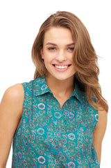 Ärmellose Bluse FLORAL ETHNO aus Bio-Pima-Baumwolle von Alpaka Store Deutschland