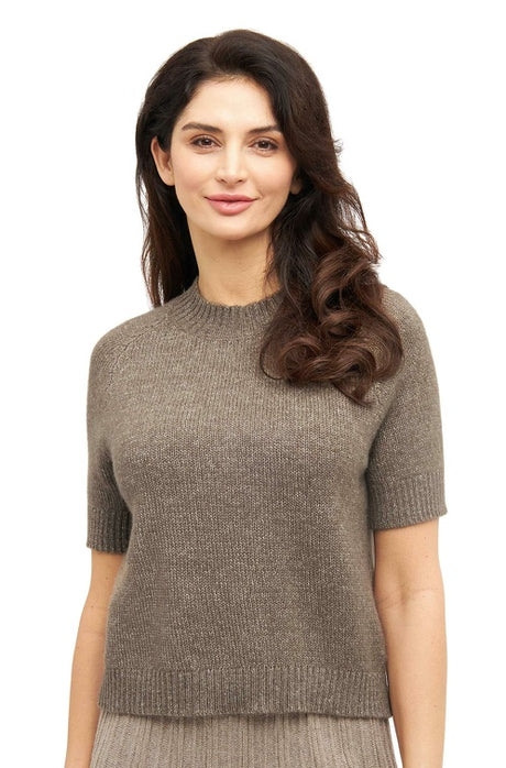Kurzarm-Pullover PACA aus 87% Alpaka und 13% Merino taupe von Apu Kuntur