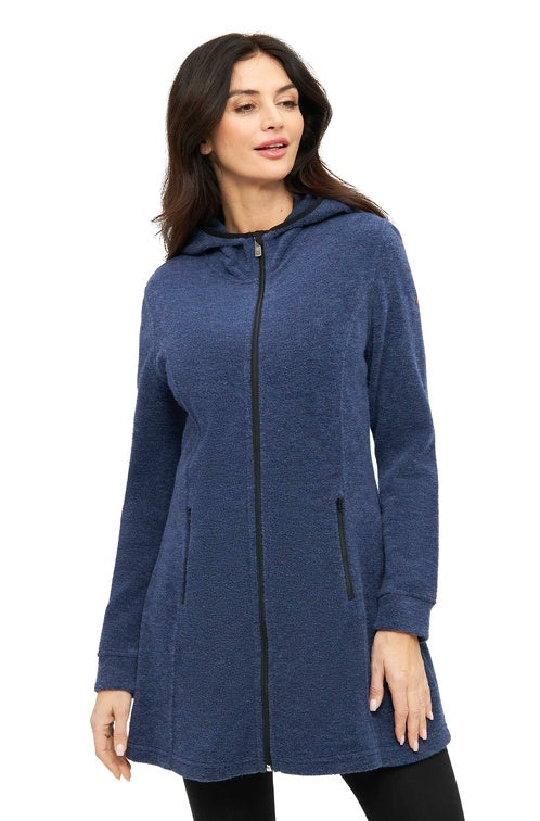 Alpaka Kapuzenmantel APU FLEECE mit Baby Alpaka & Bio-Pima-Baumwolle saphir von Apu Kuntur
