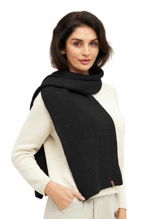 Schal PACA mit 87% Alpaka und Merino schwarz one-size von Apu Kuntur