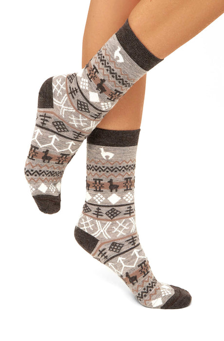 Socken CAMINO Premium - 62% Alpaka stone-mokka von Apu Kuntur