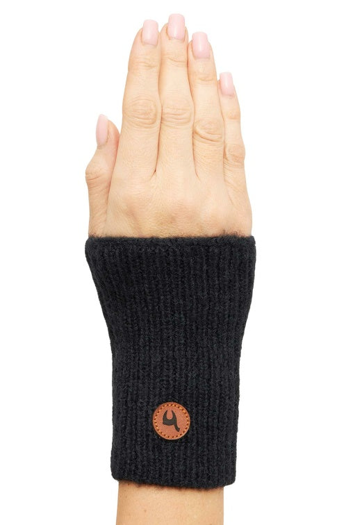 Pulswärmer PACA - 87% Alpaka - mit Merino schwarz one-size von Apu Kuntur