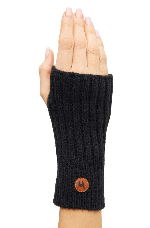 Pulswärmer PACA - 87% Alpaka - mit Daumenloch schwarz one-size von Apu Kuntur