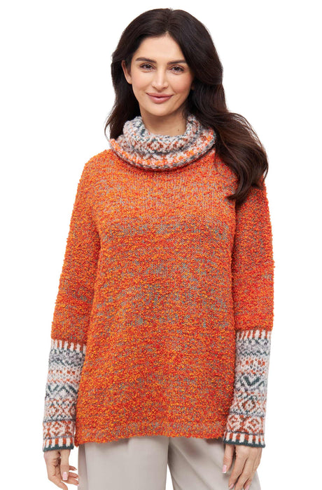 Pullover COLORES ANDEN aus 100% Alpaka - one size orange meliert one-size von Apu Kuntur