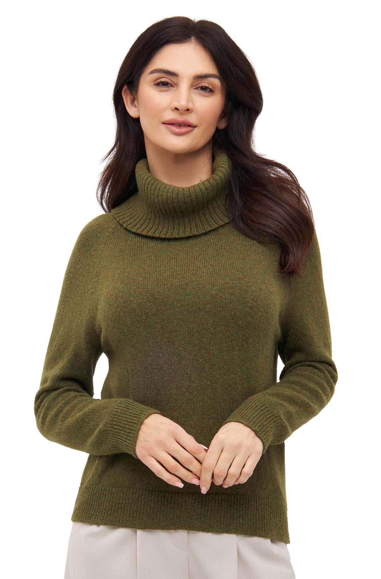 Rollkragenpullover COLORES ANDEN mit 92% Alpaka - olivgrün von Apu Kuntur