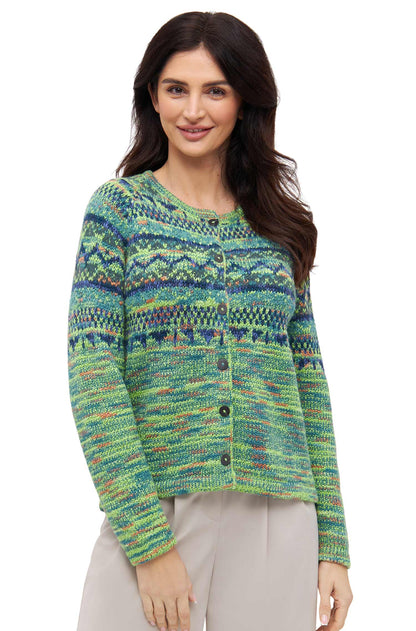 Alpaka Strickjacke COLORES ANDEN (92% Alpaka) - grün meliert grün meliert