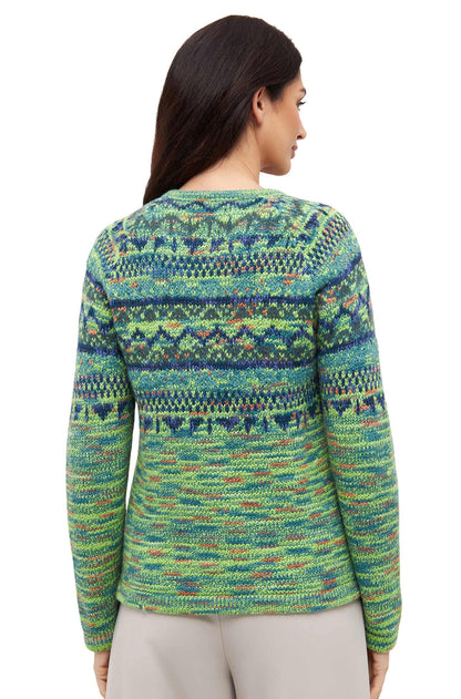 Alpaka Strickjacke COLORES ANDEN (92% Alpaka) - grün meliert