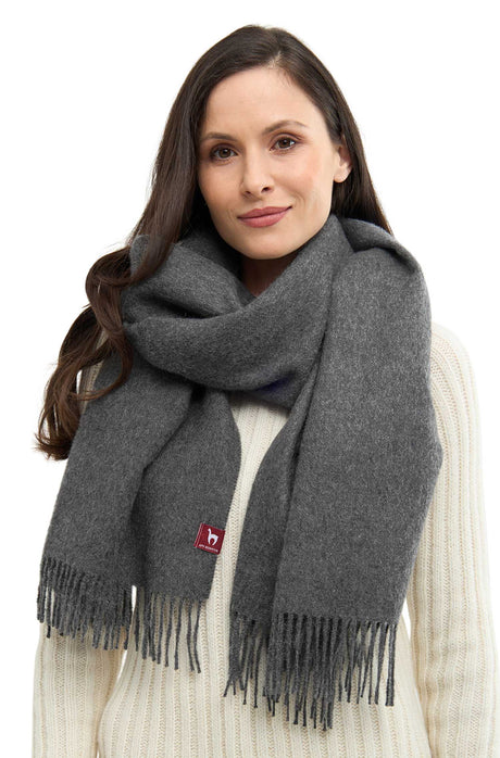 Alpaka Schal Oversize UNI GRANDE - 100% Alpaka - 200x70cm dunkelgrau 200x70cm