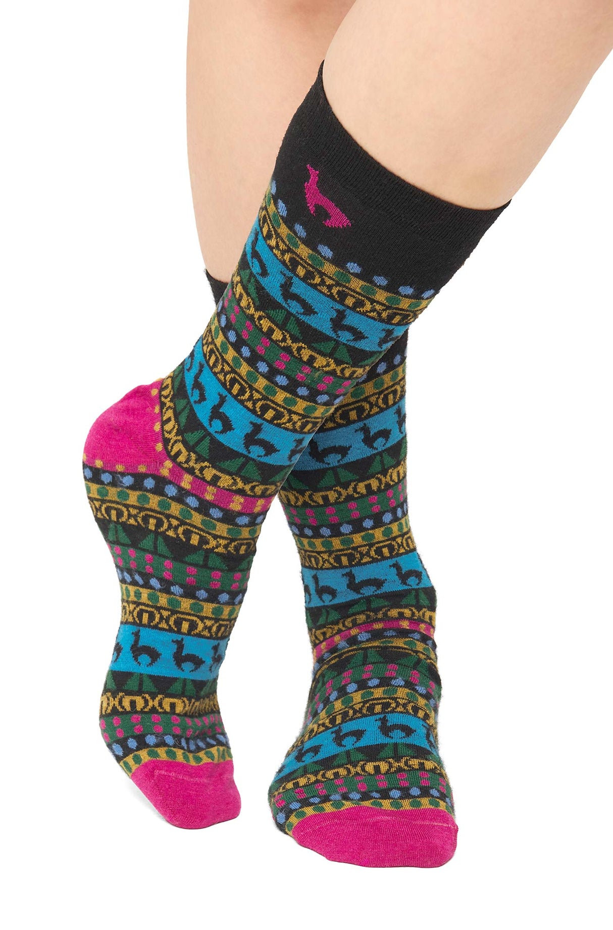 Socken CUSCO Premium - 63% Alpaka schwarz fuchsia von Apu Kuntur