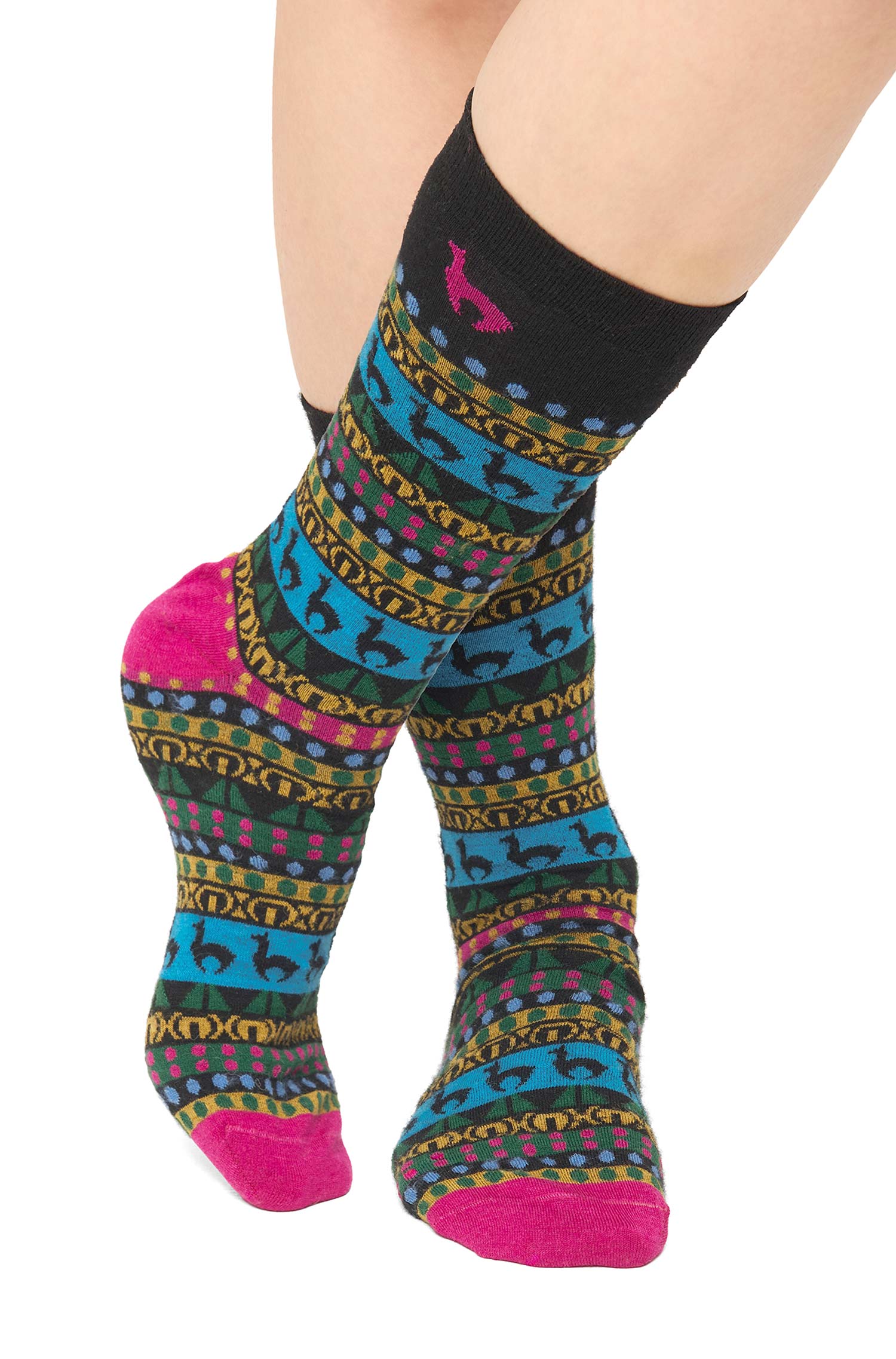 Alpaka Socken CUSCO - 63% Alpaka schwarz fuchsia