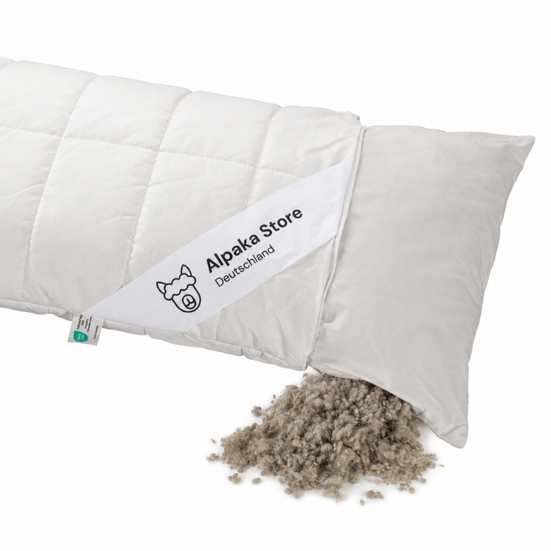 NEU! Alpaka Kopfkissen mit Alpakawollkügelchen