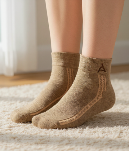 Alpaka Kuschel- und Bettsocken - 78% Alpaka braun