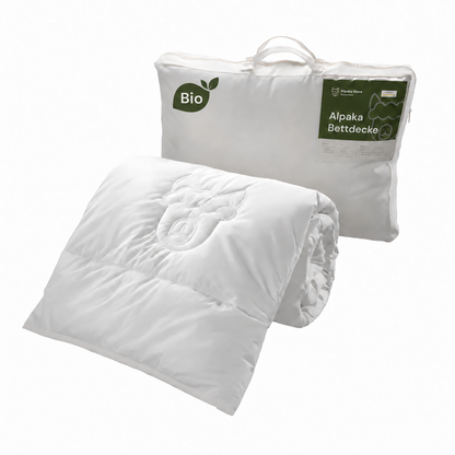 Bio Alpaka Bettdecke 100% Alpakadecke "Alpaka Store Deutschland" mit Bezug aus Bio-Baumwolle inkl. gratis Schlafratgeber